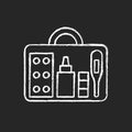 Small first aid kit chalk white icon on black background Royalty Free Stock Photo
