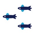 Small fish group flat illustration on white