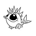 Small fish hedgehog thorns fins character illustration cartoon coloring