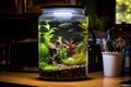 a small fish tank turned into a terrarium Royalty Free Stock Photo