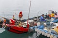 Small fishboat at ferry of yilan county, taiwan. Royalty Free Stock Photo