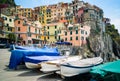 The small fishermen village of Manarola is one of the five towns of the Cinque Terre in Liguria, Italy. Royalty Free Stock Photo