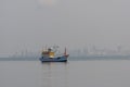 A small fishing boat is anchored. Stop back from Fishing near the coast Royalty Free Stock Photo