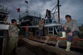 A small fishing boat on bohai sea Royalty Free Stock Photo