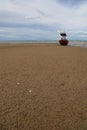 Fishing boat in the cloundy sea