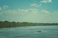 Small fishing boat on Danube river Royalty Free Stock Photo