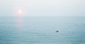 A small fishing boat floating in the beautiful sea. Royalty Free Stock Photo