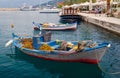 Small fishing boat in Greek harbour Royalty Free Stock Photo