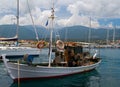 Small fishing boat in Greek harbour Royalty Free Stock Photo