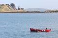 A small fishing boat off Howth harbour in Ireland