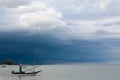 Small fishing boat on the sea Storm is coming Royalty Free Stock Photo