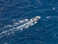 Small Fishing Boat seen from above in the Aeolian islands, Sicily, Italy Royalty Free Stock Photo