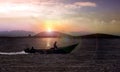 Small fishing boat at sunrise Royalty Free Stock Photo