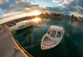 Small fishing boat at sunset. Cyprus
