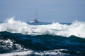 Small fishing boat with surf Royalty Free Stock Photo