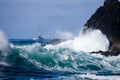 Small fishing boat with surf Royalty Free Stock Photo