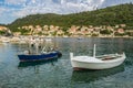 Small fishing boats in the blue Adriatic sea