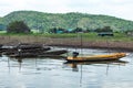 Small fishing boats in dam Royalty Free Stock Photo