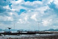 Small fishing boats in dam Royalty Free Stock Photo