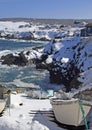 Fishing dories at the harbour in Winter