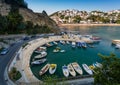 Small fishing boats marina. Ulcinj, Montenegro. Royalty Free Stock Photo