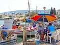 Small fishing boats in the port of Kos in Greece Royalty Free Stock Photo