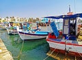 Small fishing boats in the port of Kos in Greece Royalty Free Stock Photo