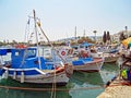 Small fishing boats in the port of Kos in Greece Royalty Free Stock Photo