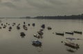 Small fishing boats, Pupin bridge Royalty Free Stock Photo