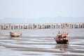 Small fishing boats on the Seashore. Royalty Free Stock Photo