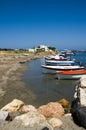 Small fishing boats by seaside in Skyros island ,Greece Royalty Free Stock Photo