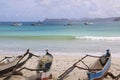 Small fishing canoes at Mawun beach, Lombok