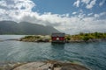 Small fishing port in a fjord in Norway Royalty Free Stock Photo