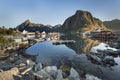 Small fishing port in the Hamnoy, Lofoten Islands, Norway Royalty Free Stock Photo