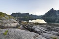 A small fishing port in the Hamnoy, Lofoten Islands Royalty Free Stock Photo