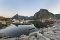 A small fishing port in the Hamnoy, Lofoten Islands Royalty Free Stock Photo
