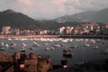 Castro Urdiales, Cantabria. Spain small fishing town and port. Sailing, fishing boats and motor yachts