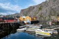 Small fishing village of Nusfjord with wooden houses in Lofoten, Norway. Royalty Free Stock Photo