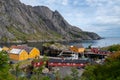 Small fishing village of Nusfjord with wooden houses in Lofoten, Norway. Royalty Free Stock Photo