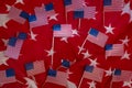 Small flags of America on a colored background. American Independence Day Royalty Free Stock Photo