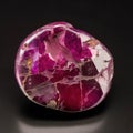 A small flat magenta stone with a single of quartz across its center. Trendy color of 2023 Viva Magenta.. AI generation