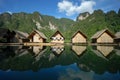 Small floating house in the lake. Royalty Free Stock Photo