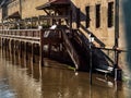 A small flood in Strasbourg. Water rose in the Ile River after rains Royalty Free Stock Photo