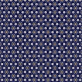 Small floral geometric pattern White blue decorative repeating flowers isolated on a dark blue background Royalty Free Stock Photo