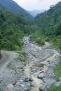 Small flow of water through rocks in Sikkim, India