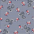 Small flower paisley with navy checks pattern