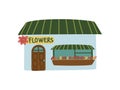 Small Flower Shop Public City Building, Front View Cartoon Vector Illustration Royalty Free Stock Photo