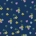 Seamless Vector Floral Design. Illustration Colorful Flowers Pattern For Fabrics, Textiles, Wallpapers, Gift-Wrapping, Dresses,