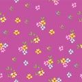 Seamless Floral Vector Pattern Design. Small Cute Flowers with pink background. For fabric, textile, wallpaper, gift wrap