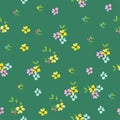 Seamless Floral Pattern Design Multi Color Flowers With Green background. Great for Fabric, Textile, backgrounds, wallpaper,